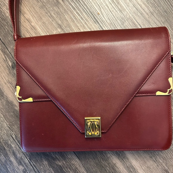 Authentic Cartier Vintage Burgundy Crossbody Bag Mastline Bordeaux-EUC - Picture 3 of 15